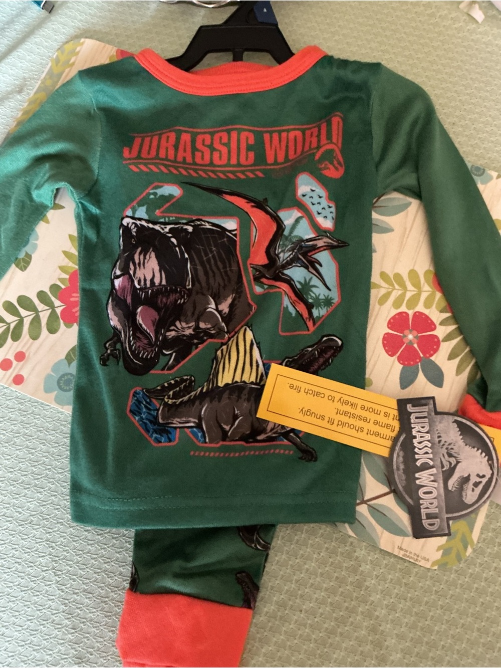 Jurassic World Green & Coral Kids Pajama Set